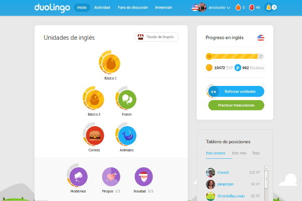 duolingo gratis para aprender ingles