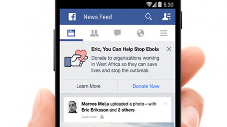 Facebook añade un botón de donaciones para ébola