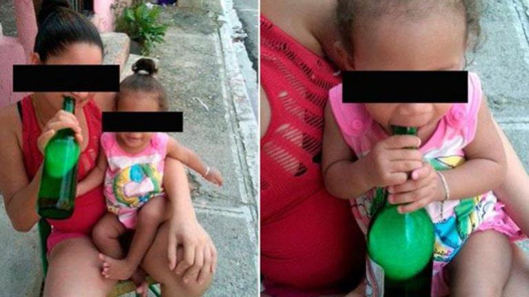 Subió a Facebook una foto de su bebé tomando cerveza