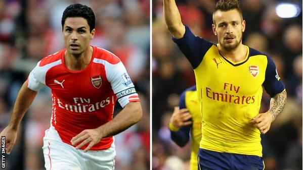 Arteta y Debuchy serán baja tres meses en el Arsenal