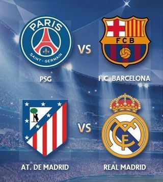 Real Madrid-Atlético y Barcelona –PSG en liga de Campeones