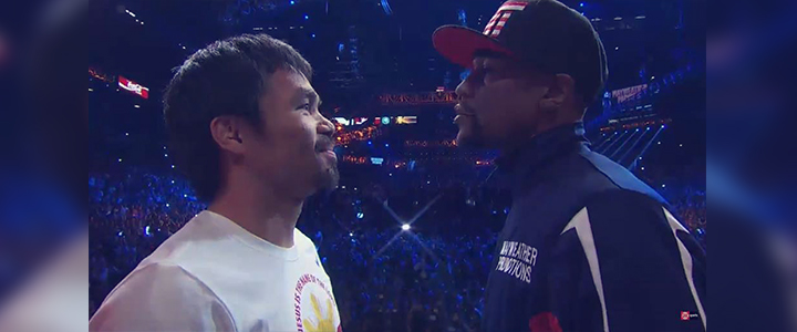 Mayweather y Manny Pacquiao palpitaron la pelea en el pesaje