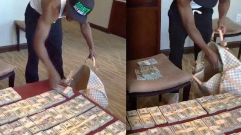 Floyd Mayweather no puede esperar para mostrarte como organiza sus pilas de dinero