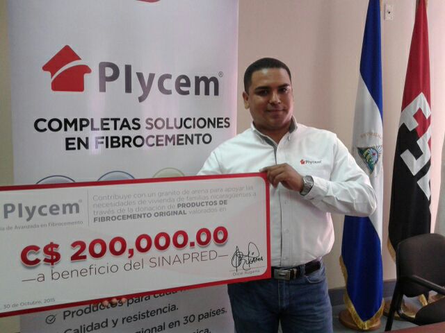 PLYCEM entrega donativo valorado en C$200 mil al SINAPRED