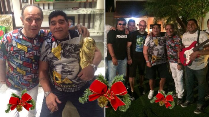 Diego Armando Maradona festejó la navidad con sus amigos al ritmo de ...