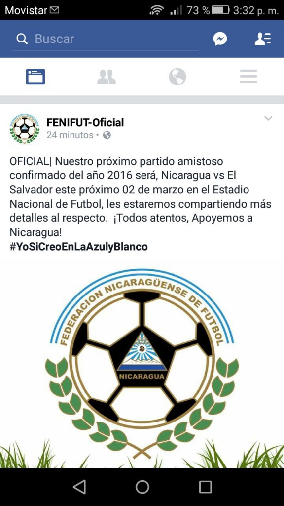 fenifut informa juego contra el salvador en managua