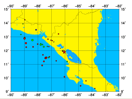 Sismo de 3.7 asusta a pobladores de Masaya y Granada