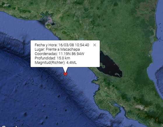 Sismo de 4.4 sacude el mar frente a Masachapa