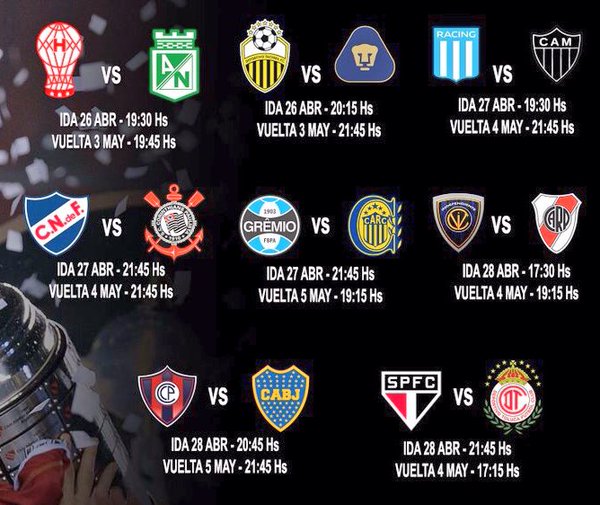 Listos los cruces de los 8vos de Copa Libertadores