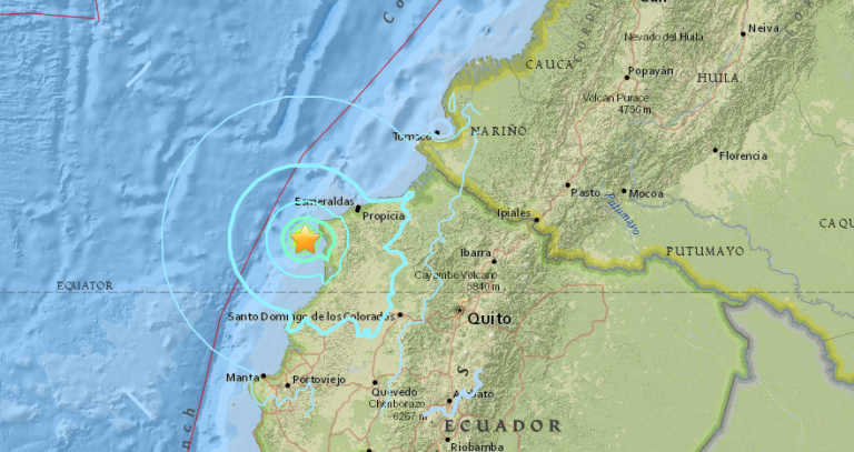Se registra un sismo de magnitud 5,8 en Ecuador