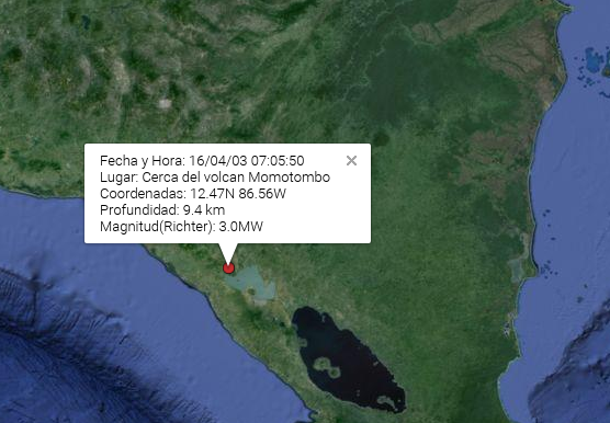 Sismo leve en las cercanías del Volcán Momotombo