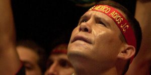 Mexico's Julio Cesar Chavez, sings before his final bout May 22, 2004 at Plaza Monumental, the world's largest bull-fighting ring., in Mexico City. Julio Cesar Chavez ended his career with a victory Saturday night, outpointing old nemesis Frankie Randall. (AP Photo/Marco Ugarte)