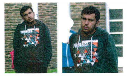 This undated Handout pictures released on October 8, 2016 by the criminal office of the eastern federal state of Saxony shows a person believed to be the 22-year-old Syrian named Jaber Al-Bakr suspected of being involved in the found of explosive traces during the search of an apartment in Chemnitz, eastern Germany. Police in the German state of Saxony said on October 8, 2016 afternoon that a 22-year-old Syrian was the target of a manhunt launched earlier, the day after a bomb plot was uncovered in the town of Chemnitz. / AFP PHOTO / Landeskriminalamt Sachsen / HO / RESTRICTED TO EDITORIAL USE - MANDATORY CREDIT "AFP PHOTO / Landeskriminalamt Sachsen " - NO MARKETING - NO ADVERTISING CAMPAIGNS - DISTRIBUTED AS A SERVICE TO CLIENTS