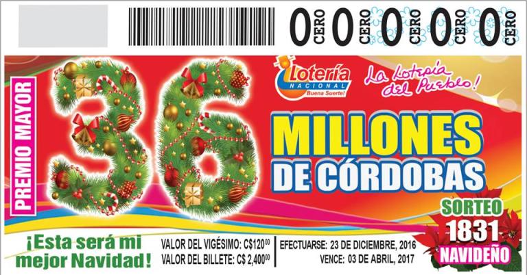 Gordo navideño de 36 millones de córdobas de Lotería Nacional cayó en Managua
