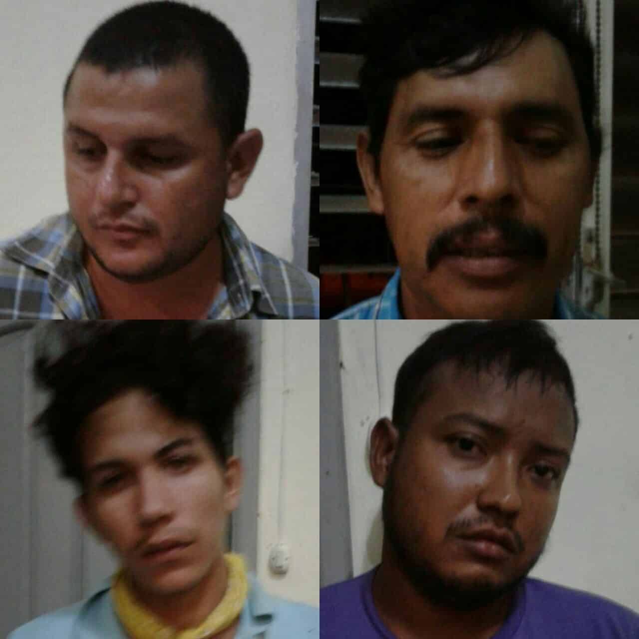 Los 4 abigeos capturados por la policía en Chontales. Foto cortesia del periodista Yerlin Cruz de Chontales