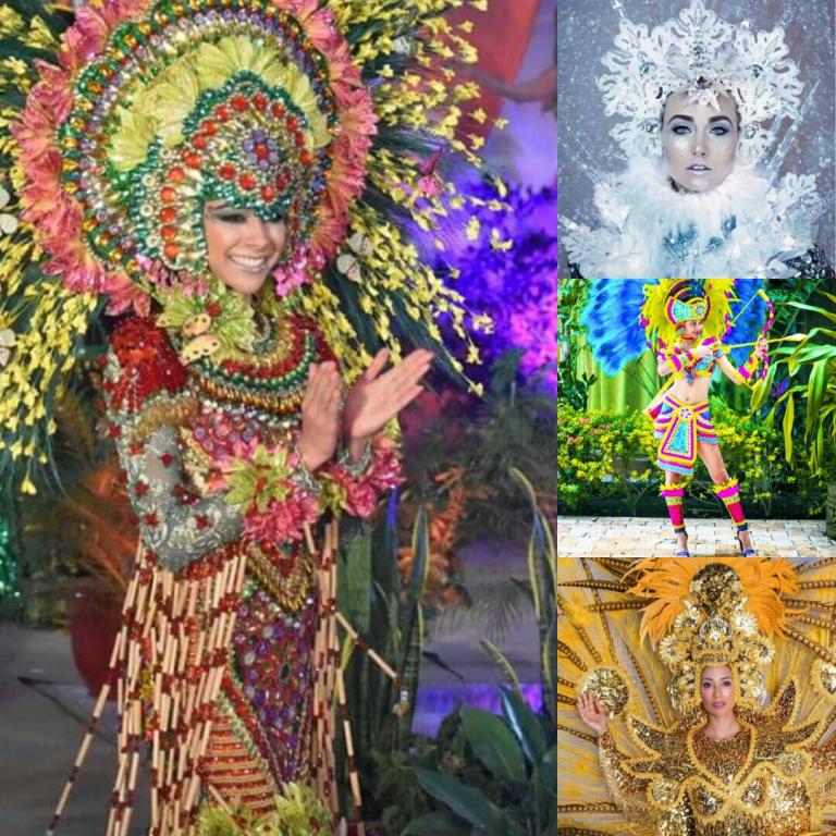 Modistas nicaragüenses visten con trajes típicos a cuatro candidatas a Miss Universo