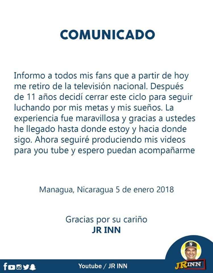 El comunicado de JR