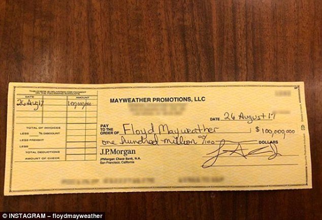 El cheque de 100 millones de Floyd Mayweather