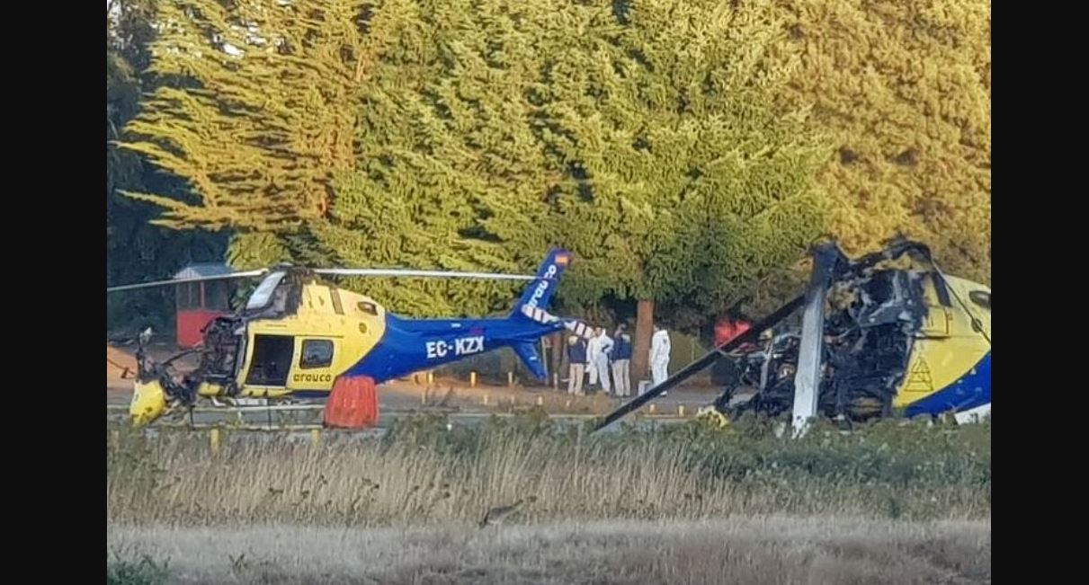 Tres helicópteros fueron quemados en Chile