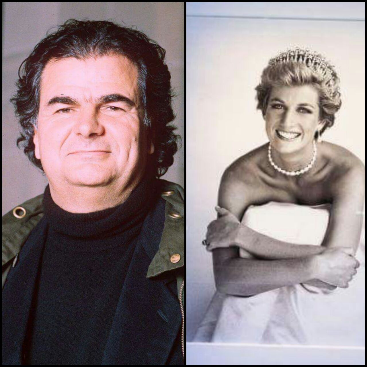 Patrick Demarchelier junto a una de las fotos más icónicas que le tomó a la Princesa Diana