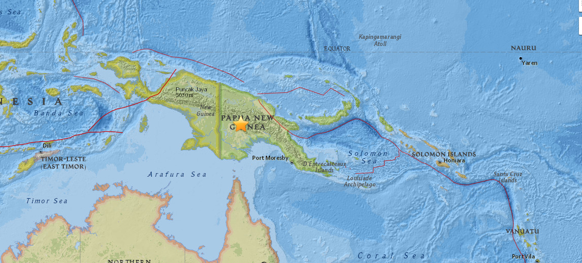 Sismo de magnitud 7.6 sacude Papúa, Nueva Guinea