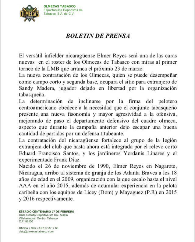 Comunicado de los Olmecas de Tabasco sobre Elmer Reyes