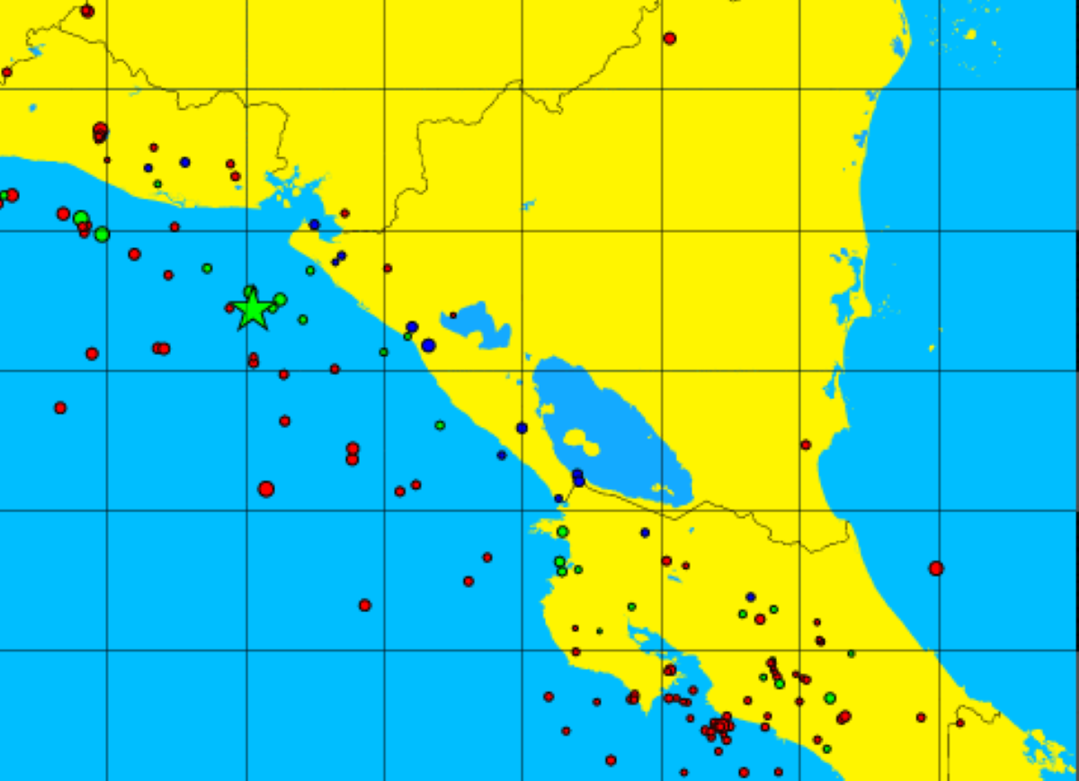 Sismo de magnitud 3.6 sacude el océano pacífico de Nicaragua