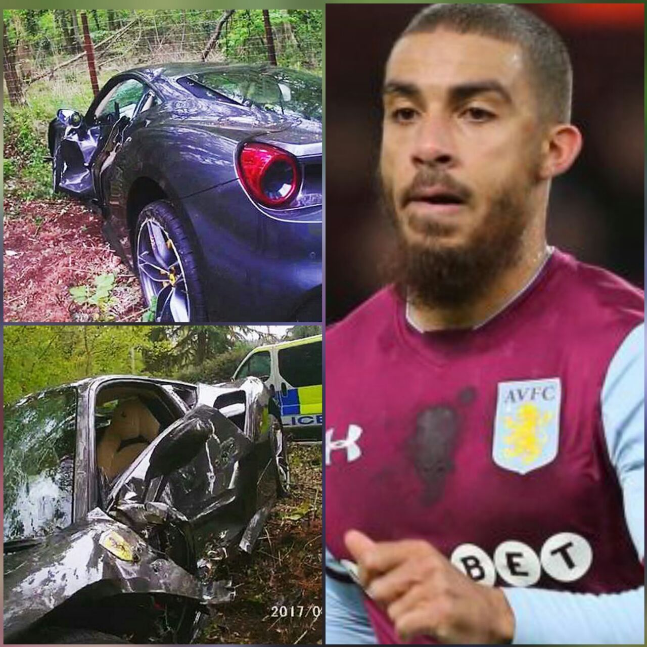 Así quedo el Ferrari del futbolista inglés Lewis Grabban