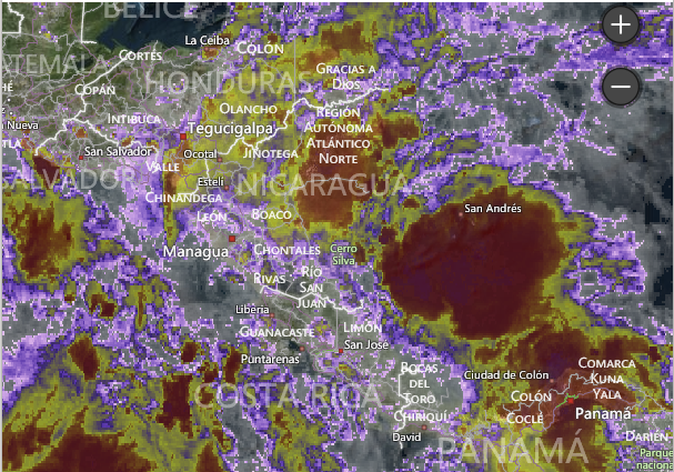 Mapa meteorológico de Nicaragua, 26 de junio 2018