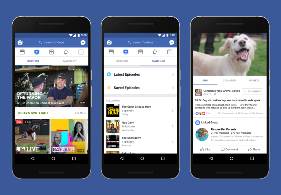 Facebook estrena su nuevo servicio Watch