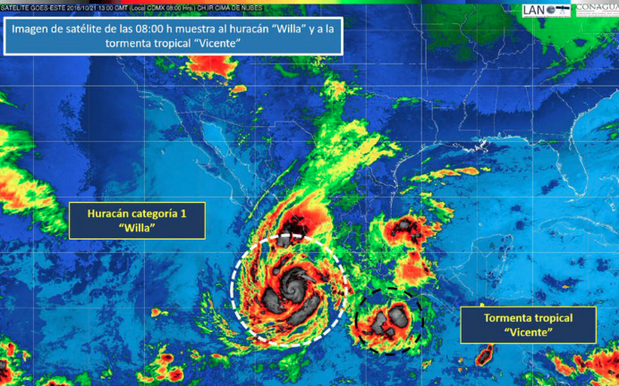 El huracán Willa y la Tormenta Tropical Vicente