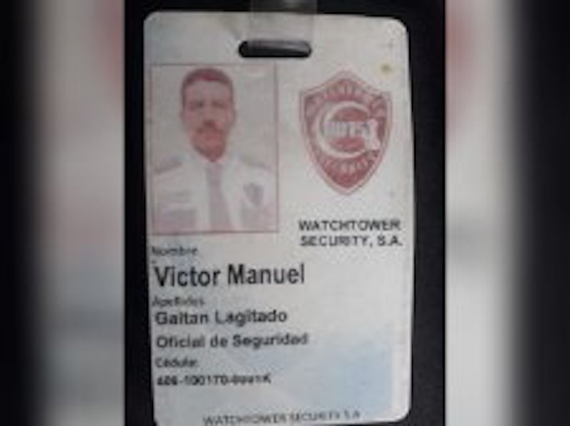 Identificación del vigilante Víctor Manuel