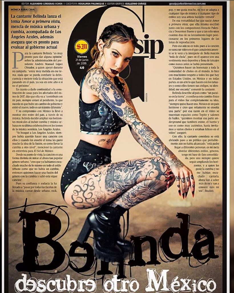 Belinda se tatuó de pies a cabeza