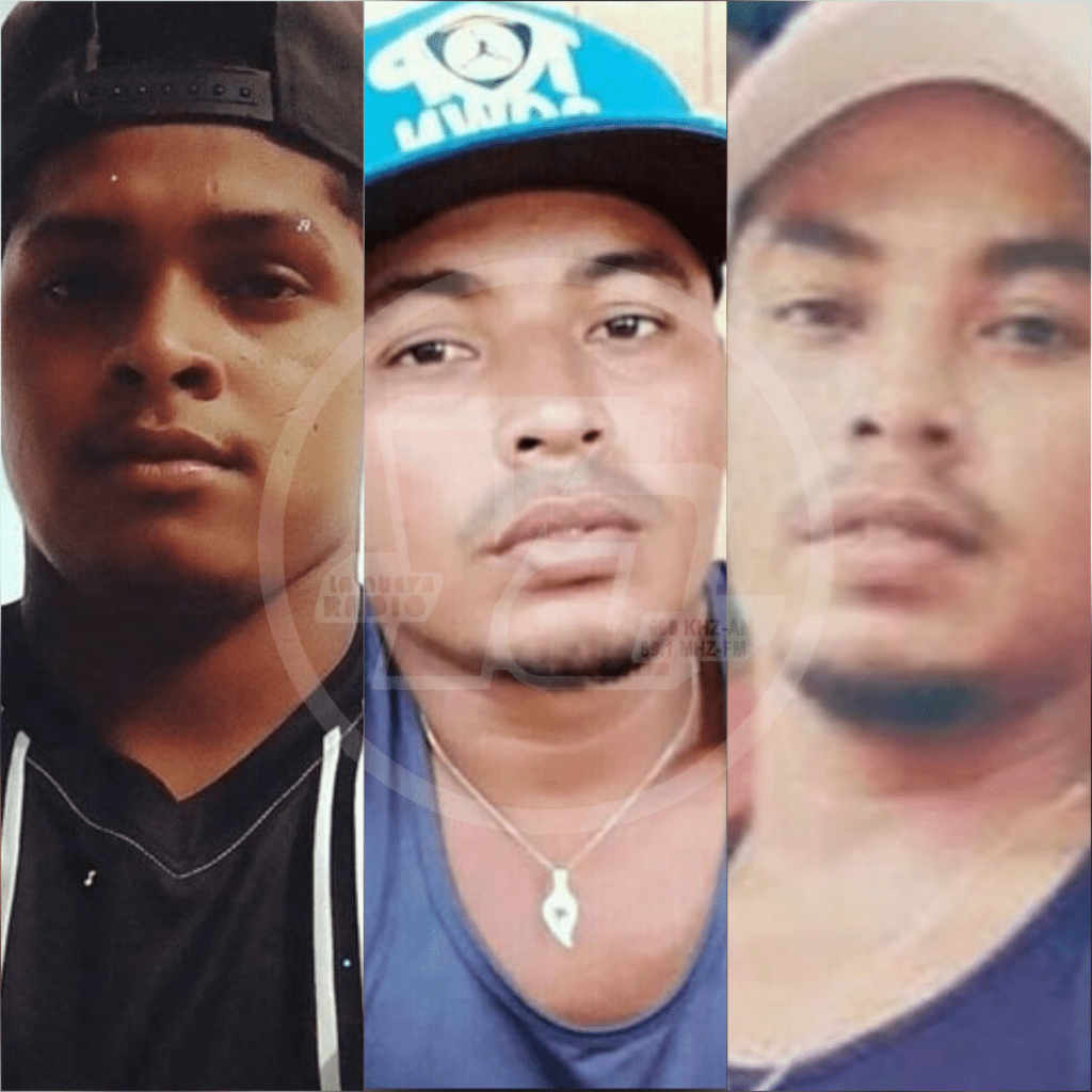 Los pescadores desaparecidos Kevin Binick Rosales Sánchez, Kerry Madrigal Pérez y Jesler Jolaus Reyes Martínez