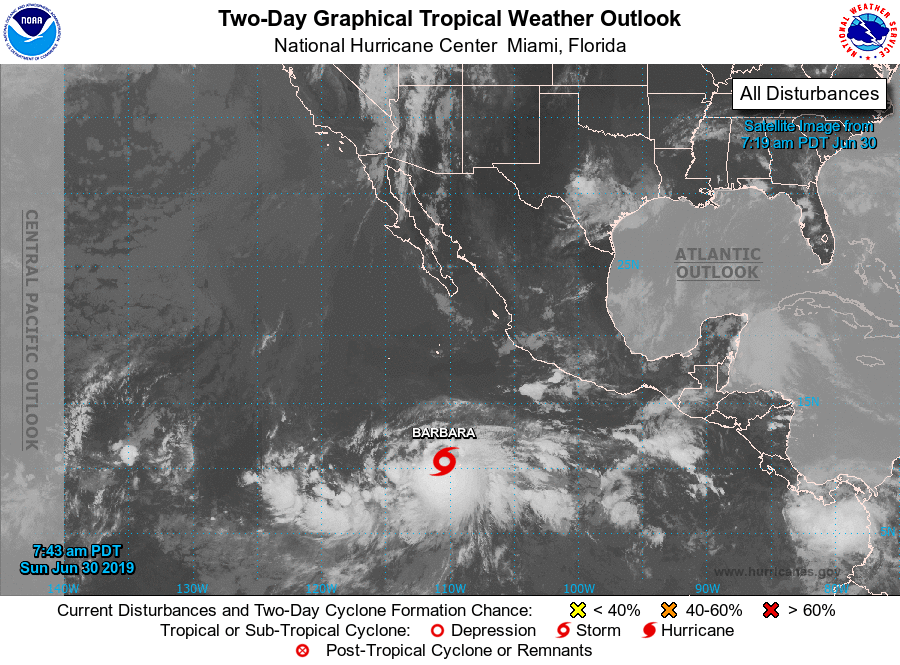 Se forma la segunda tormenta tropical de la temporada en el Pacífico, fue bautizada como Bárbara