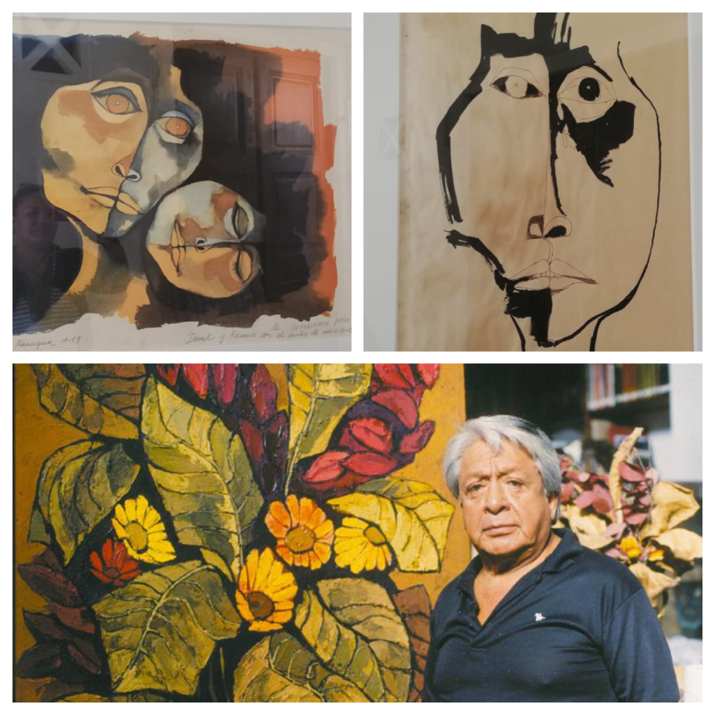 Obras que regaló Oswaldo Guayasamín al Comandante y la compa, que se exhiben en el Palacio Nacional de la Cultura.