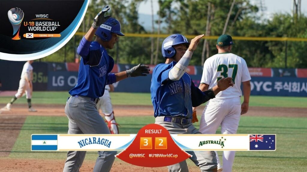 Nicaragua venció 3-2 a Australia en el Mundial Sub18 de Béisbol