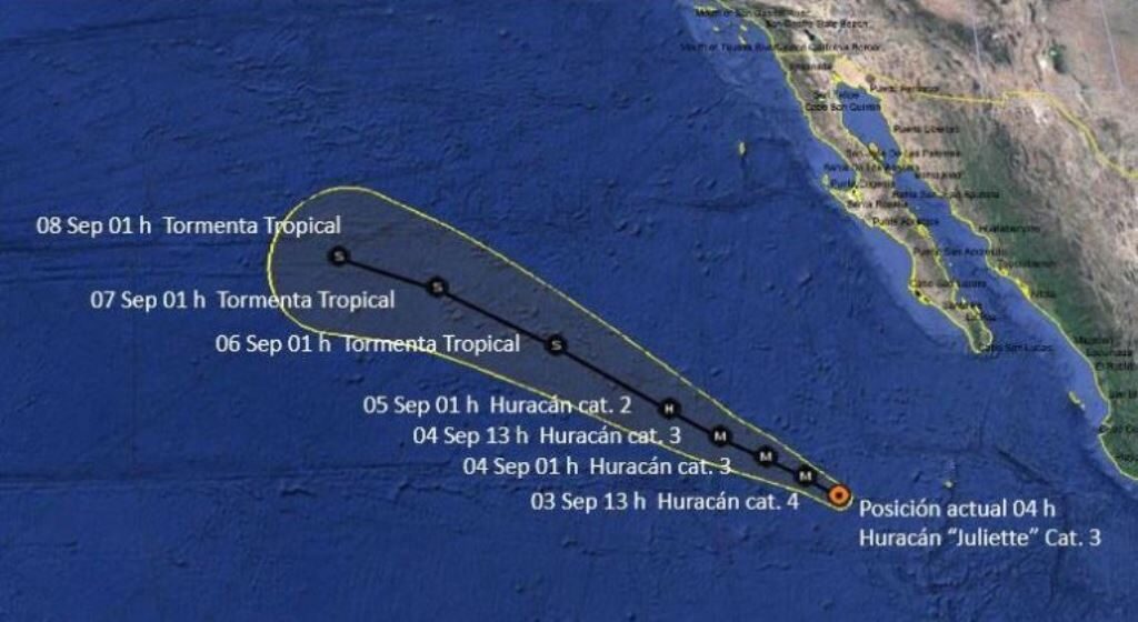 Huracán “Juliette” alcanza categoría 3;