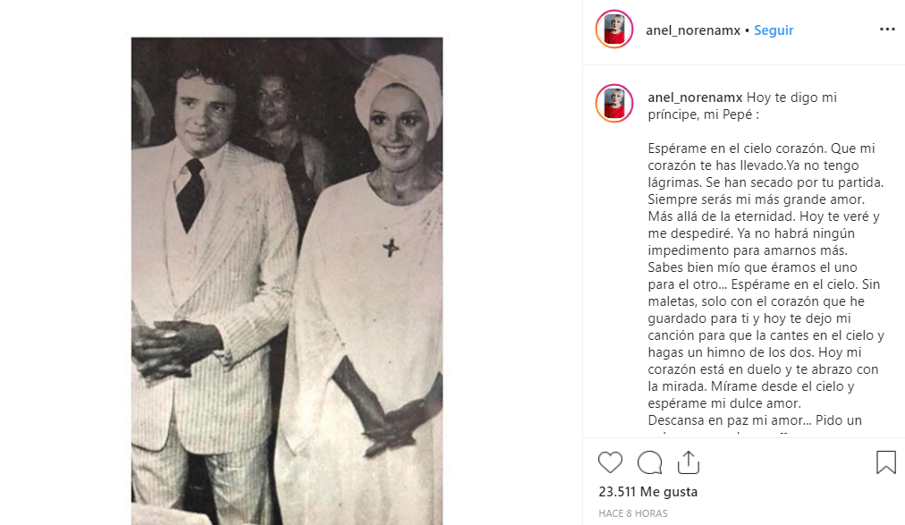 Anel Noreña se despide de su ex esposo, José José, a través de Instagram