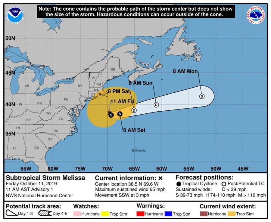 Los pronósticos de la tormenta subtropical Melissa