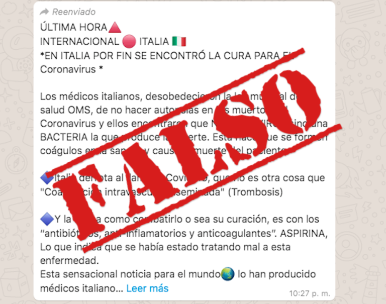 ¡Falso! El coronavirus no es una bacteria a como afirma falsa cadena en WhatsApp