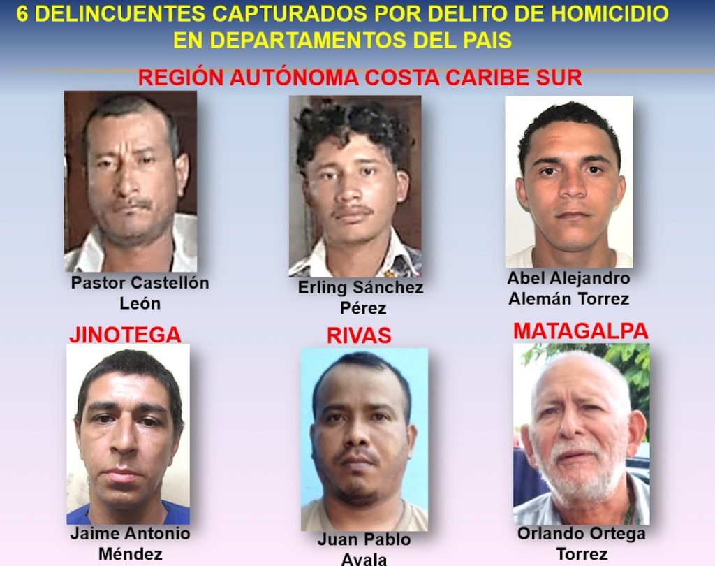 6 delincuentes fueron detenidos por homicidios en Nicaragua