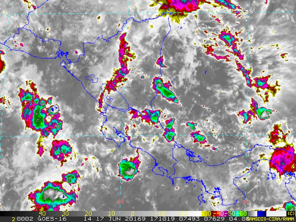 Mapa Climático de Nicaragua, imágenes de satélite del 17 de junio de 2020