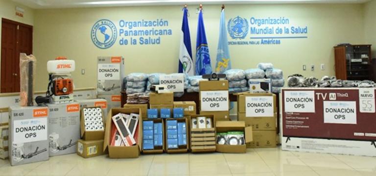 Ministerio de Salud recibe de la OPS/OMS donación de moto-mochilas, mascarillas y equipos