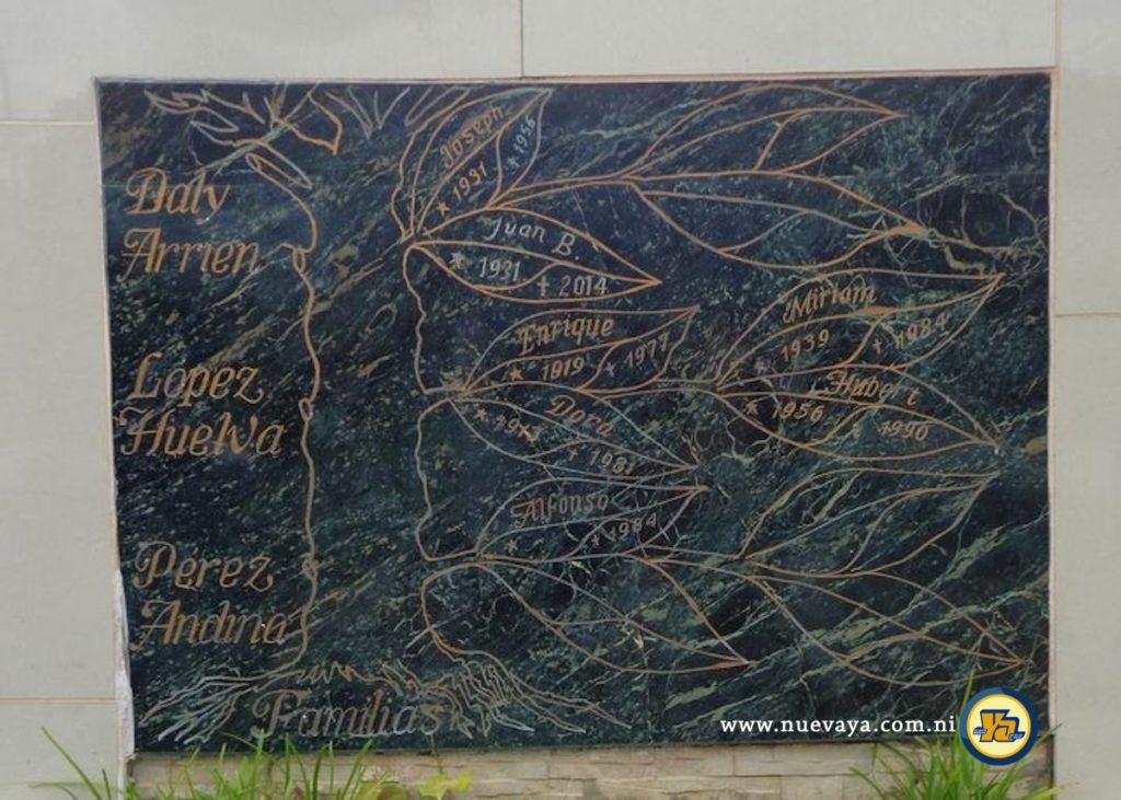 Un inusual árbol genealógico en una tumba del Cementerio General de Managua