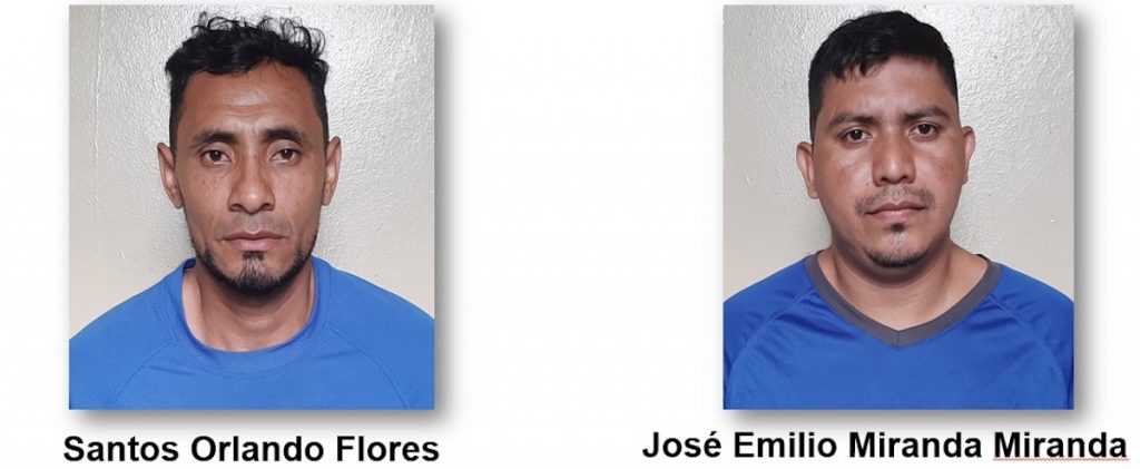 Los detenidos Santos Orlando Flores y José Emilio Miranda Miranda