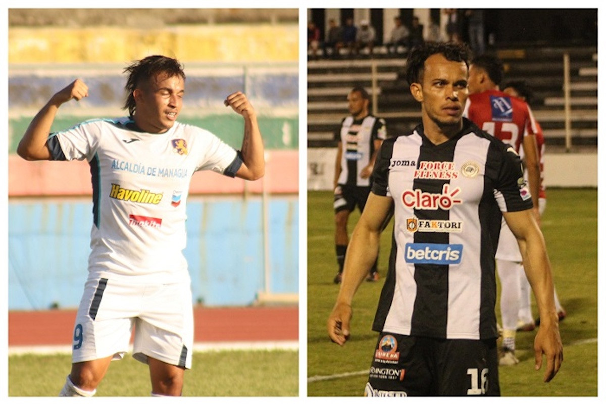 Los brasileños Lucas Dos Santos del Managua FC y Maycon Santana del Diriangen