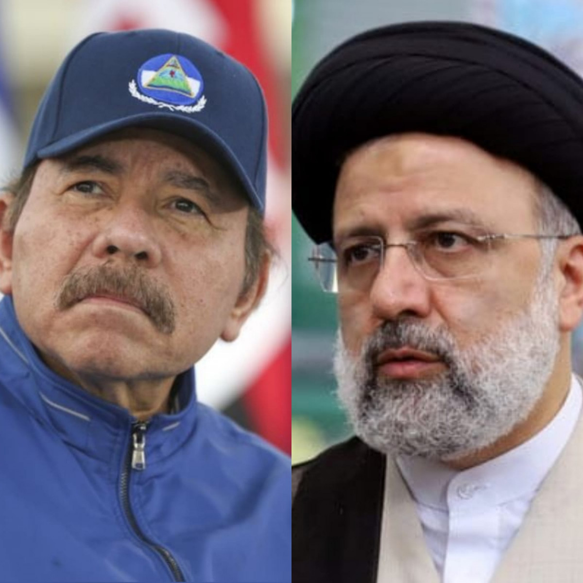 El presidente nicaragüense Daniel Ortega (izq) y el mandatario iraní Seyyed Ebrahim Raisi (der)