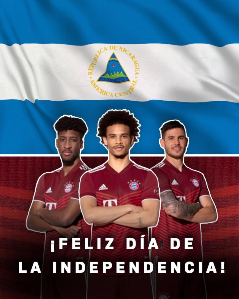 El mejor equipo de Alemania, Bayern de Múnich saluda la Independencia de Nicaragua