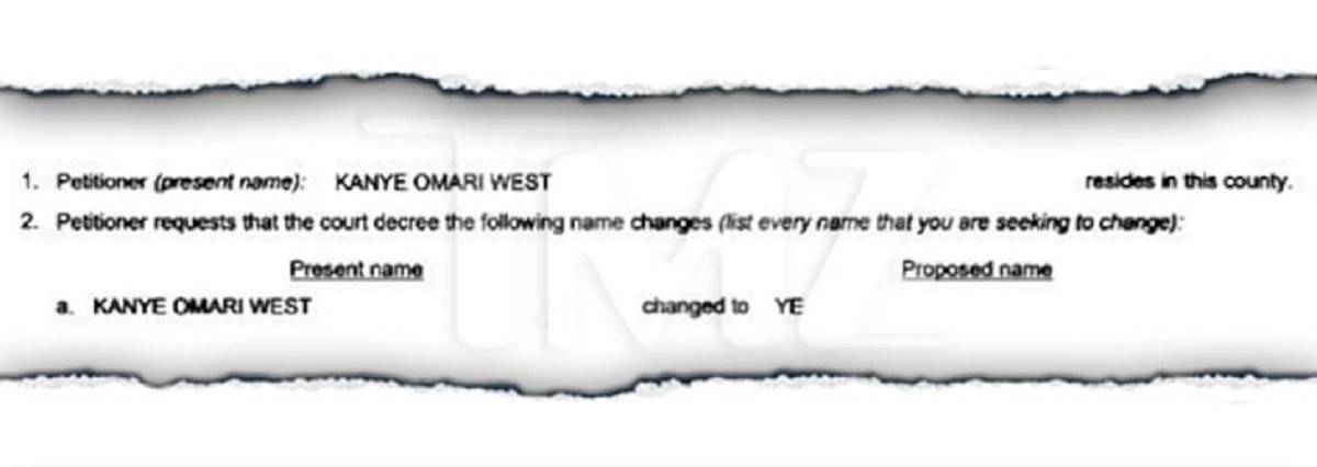 Peticion formal para cambiar el nombre kanye west a ye